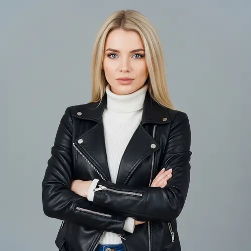 Fresh & Sophisticated | Trendy Woman with Icy Blue Eyes