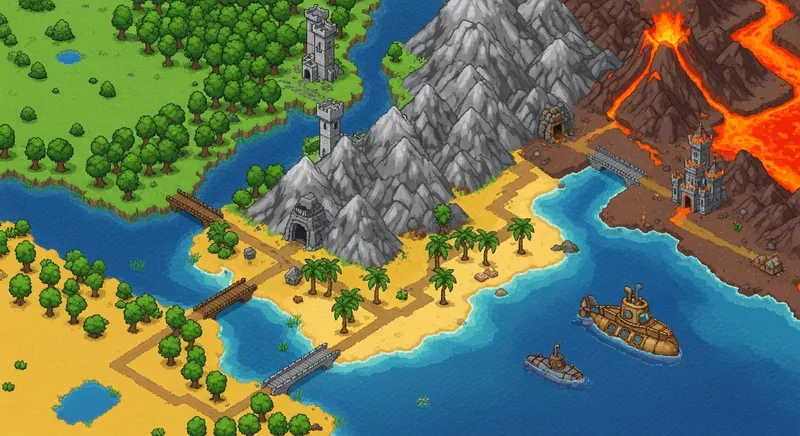 Pixel Art Adventure: Diverse Pixelated Landscape View Pixel Art Adventure: Diverse Pixelated Landscape View