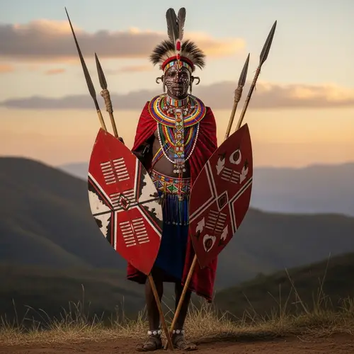 Kikuyu Warrior in Traditional Attire | Kenyan Highlands Landscape