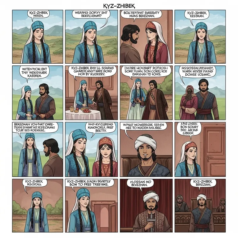 Kyz-Zhibek Comic Strip: Ancient Love Story in 15 Frames