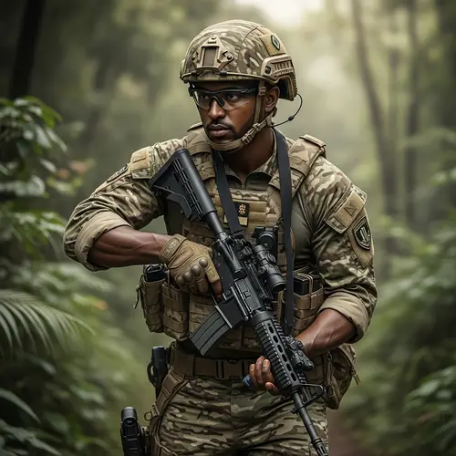 Skilled Ethiopian Commando in Jungle | Tactical Gear & Stealth Expertise
