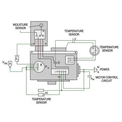 Detailed Maize Dryer Schematic | Moisture & Temperature Sensors, Powering & Motor Control