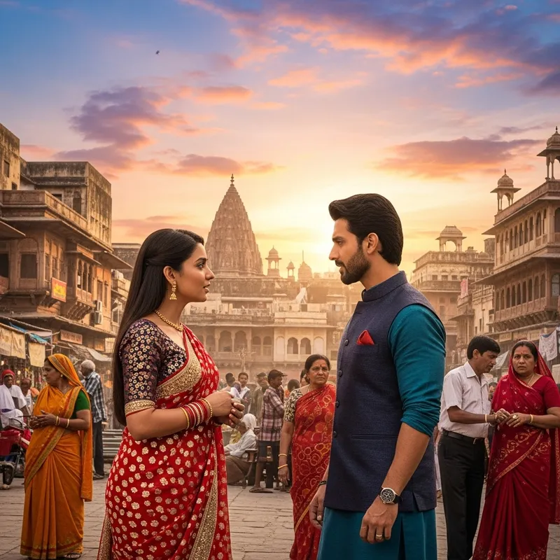 New Hindi Movie Scene: Traditional Attire of South Asian Couple