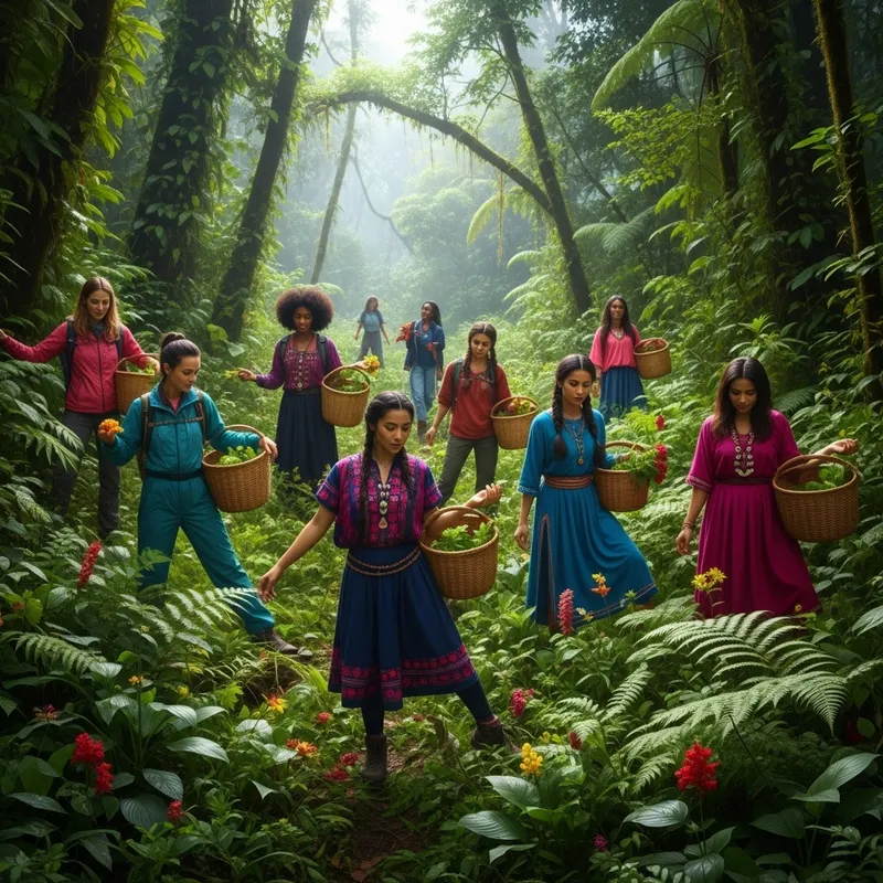Women Exploring the Jungle for Foraging Adventures