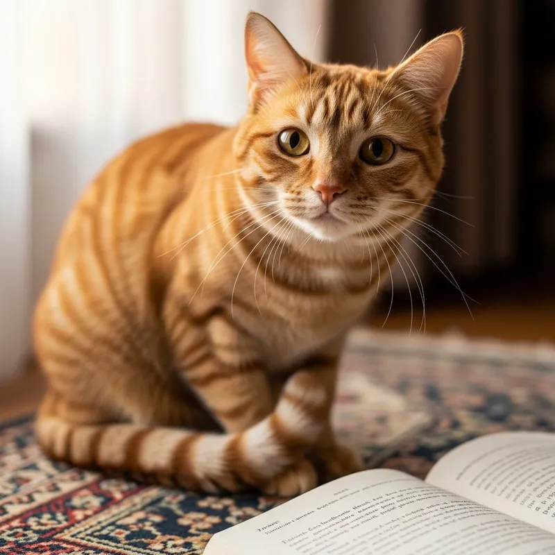 Tranquil Ginger Cat Relaxing on Vintage Rug