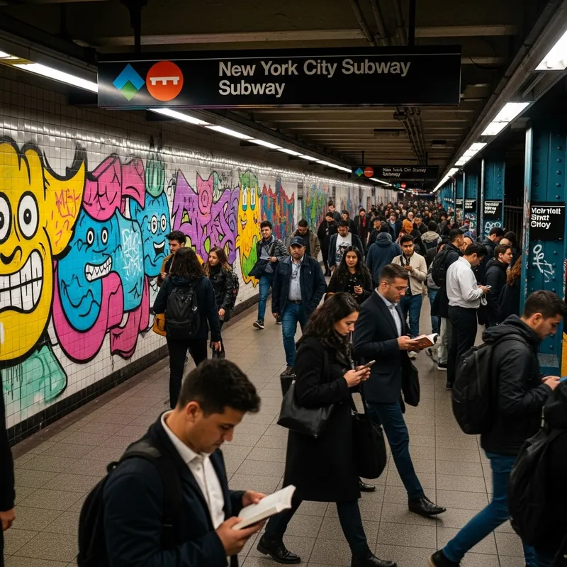 Vibrant Graffiti in New York City Subway Station