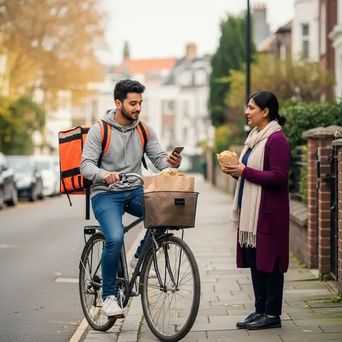 Food Delivery: Middle-Eastern Boy on Bike Brings Delicious Meals