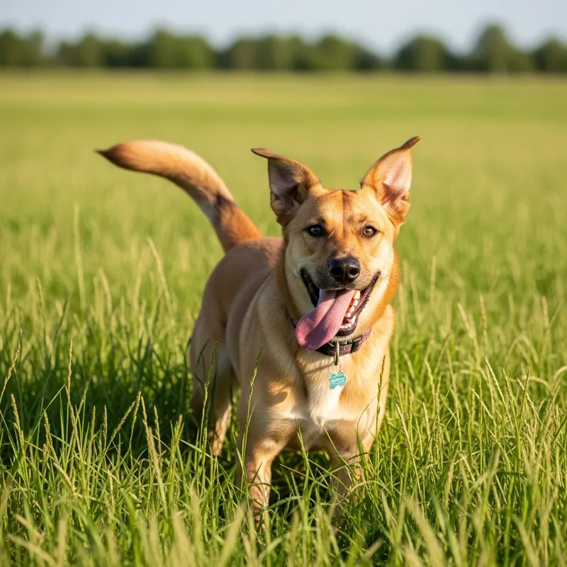 Cute Dog Romping in Lush Green Grass Cute Dog Romping in Lush Green Grass