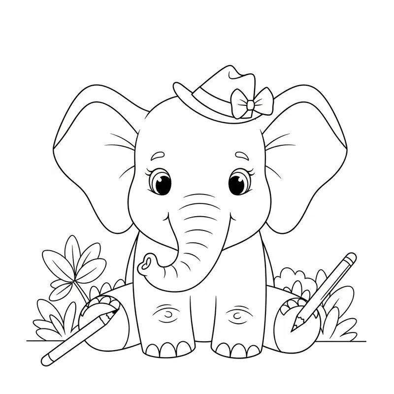 Cute Elephant Coloring Picture for 4-Year-Olds | Fun Printable Cute Elephant Coloring Picture for 4-Year-Olds | Fun Printable