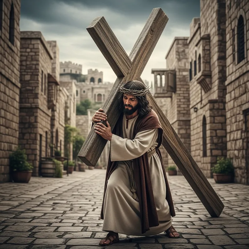 Jesus Carrying Cross - Symbol of Sacrifice