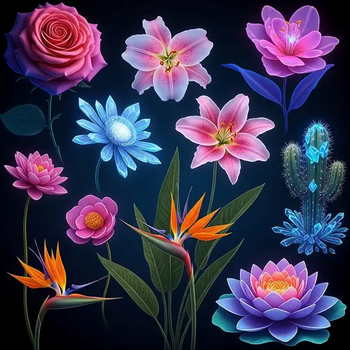 Abstract Flowers: Surrealistic Interpretation of a Variety of Species