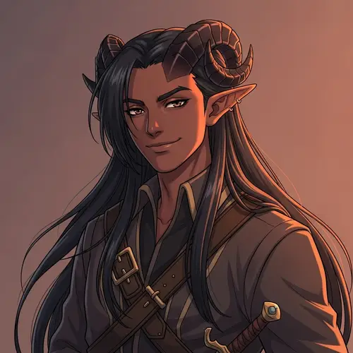 Young South Asian Male Tiefling | Vibrant Anime Style Art