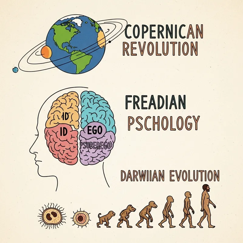 Illustrating Copernican, Freudian, and Darwinian Paradigms in Human Evolution