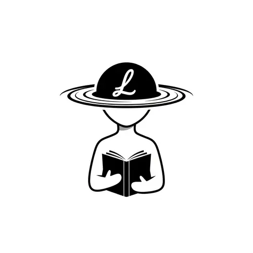 Abstract Figure Holding Book with Black Hole Head | Letter L Symbol Logo