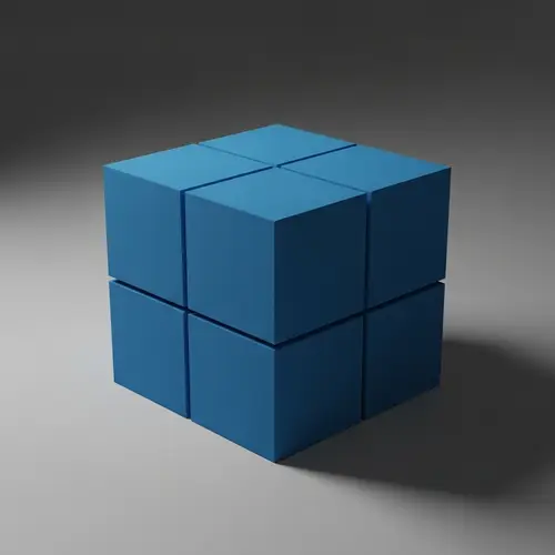 3D Geometric Cube: Solid Color with Shadow Effect