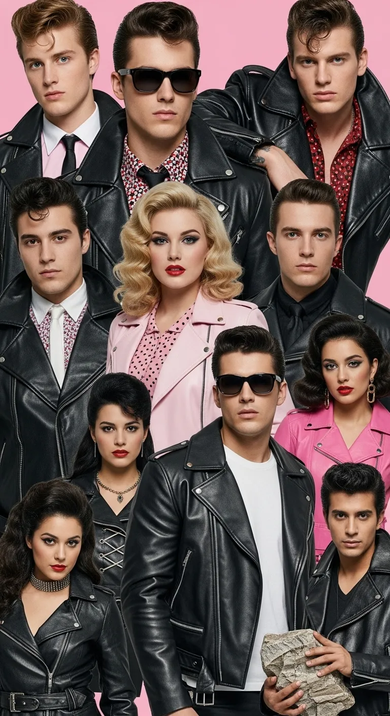50s Rock and Roll Fashion Collage with Diverse Models 50s Rock and Roll Fashion Collage with Diverse Models