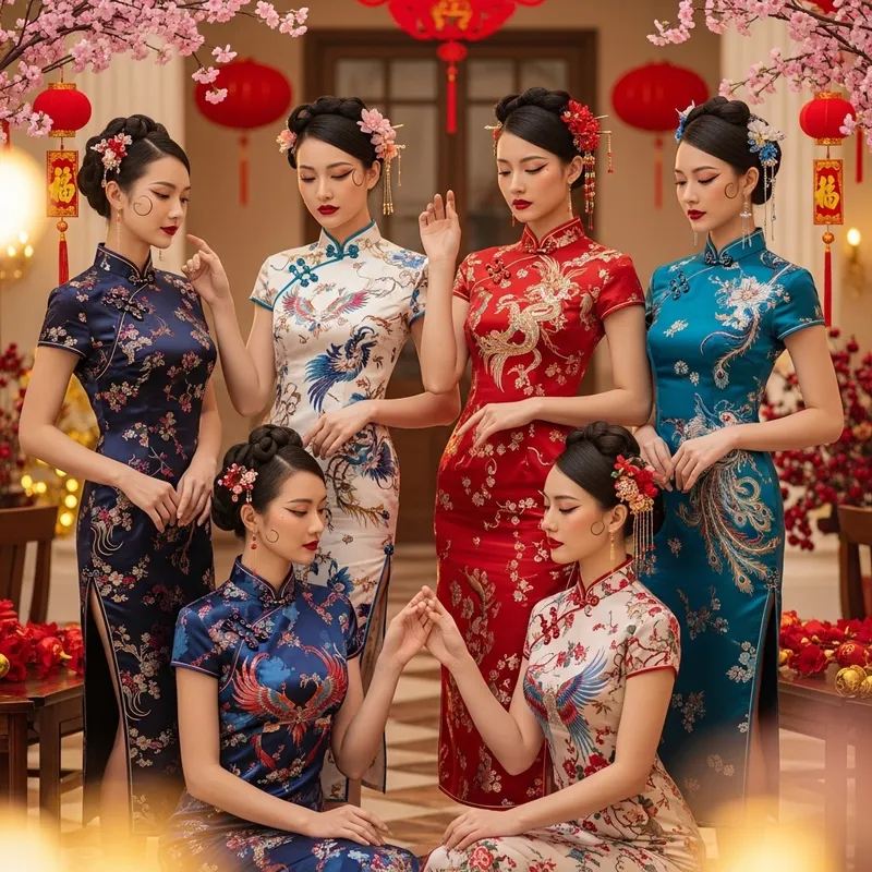 Six Female CNY Models Cheongsam - Trendy Asian Fashion