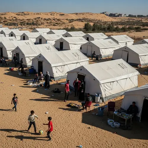 Temporary Tents for Displaced People in Gaza - Humanitarian Relief