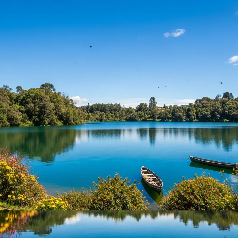 Lago de los 7 Colores, Colombia - Stunning Panoramic View Lago de los 7 Colores, Colombia - Stunning Panoramic View