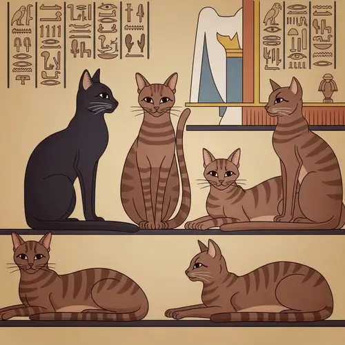 Egyptian Cats Art | Black and Brown Cat Paintings