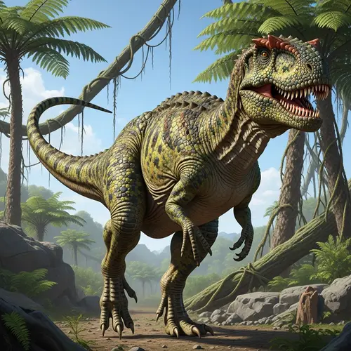 Imposing Dinosaur with Mossy Green & Earthy Brown Scales