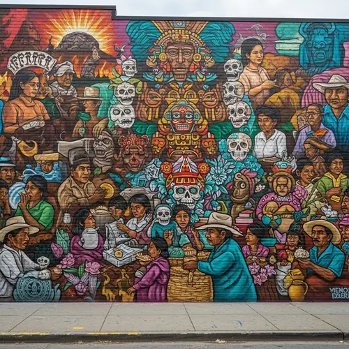 Chicano Art: Vibrant Mural Depicting Mexican-American Culture