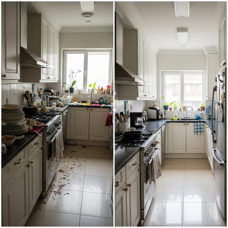 Kitchen Before and After: Chaos to Cleanliness Transformation