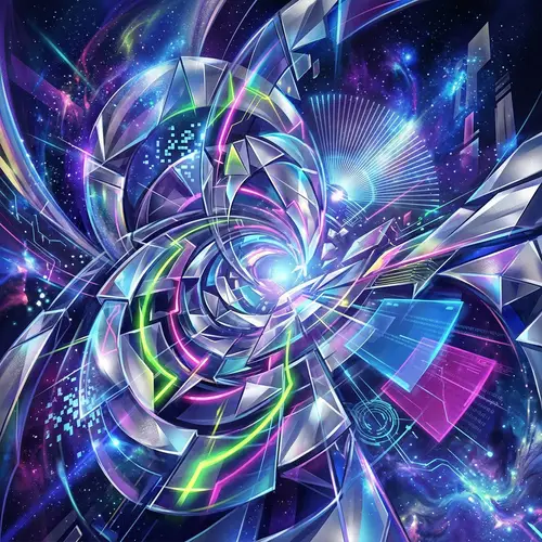 Futuristic Abstract Composition with Advanced Geometric Shapes