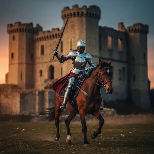 Knight with Sword on Horse: A Dusk Adventure