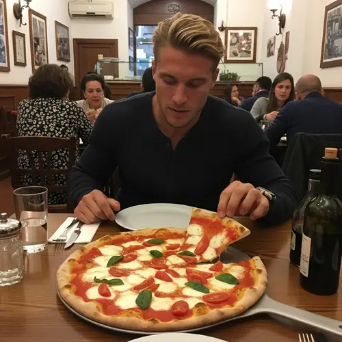 Brad Pitt Lookalike Enjoying Authentic Italian Pizza | Pizzeria Scene