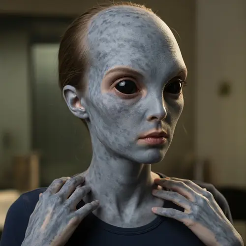 Woman Transformation to Grey Alien - Extraterrestrial Metamorphosis