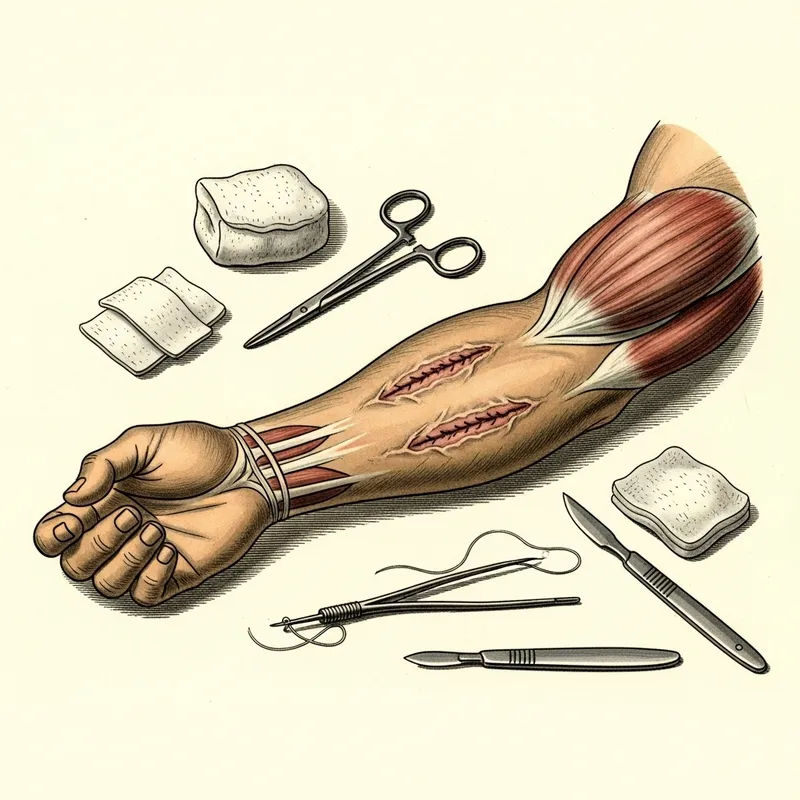 Incised Wounds Illustration on Human Arm