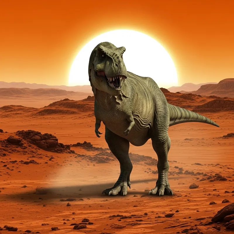 Dinosaur on Mars: Surreal Encounter with Earth's Extinct Beast
