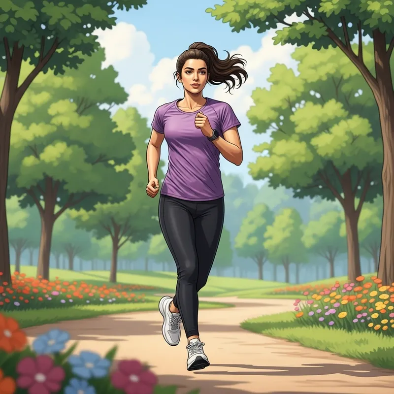 Attractive Middle-Eastern Woman Jogging in Park