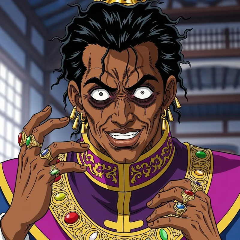 African American Prince in Anime Style with Gold Jewelry - Unique Madness!