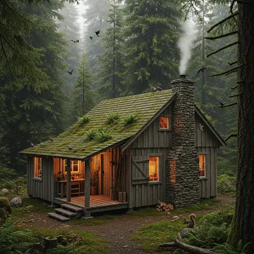 Enchanting Wooden Cabin in Lush Forest | Peaceful Wilderness Retreat