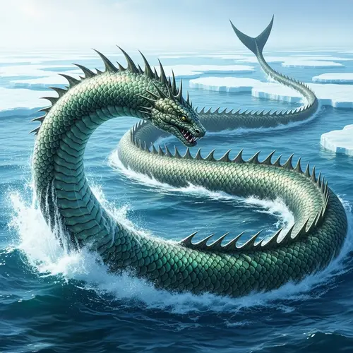 Sovereign Sea Serpent: Mythical Creature of Jade and Cobalt