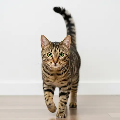 Medium-Sized Domestic House Cat with Luxurious Tabby Fur