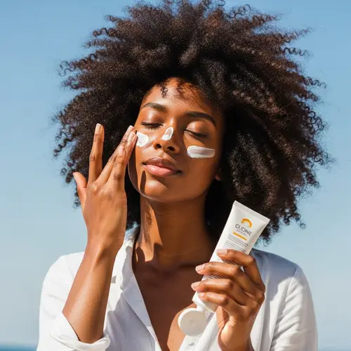 Black Woman Applying Sunscreen: Self-Care Beauty Routine