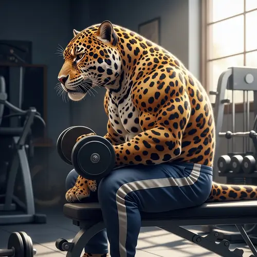 Burly Jaguar in Gym - Realistic Digital Art