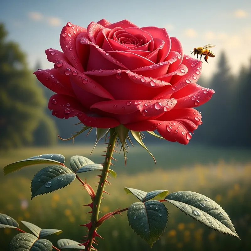 Vibrant Red Rose Macro Photography