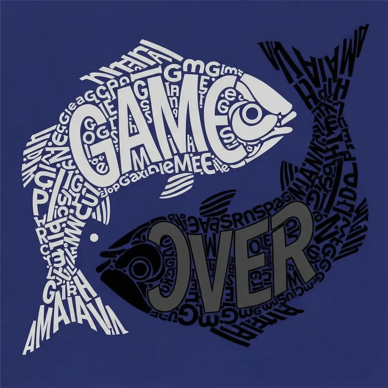 Yin Yang Fish Artwork: Game Over Symbol