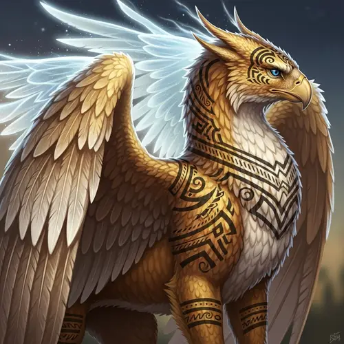 Detailed Mystic Griffin Tattoo Design
