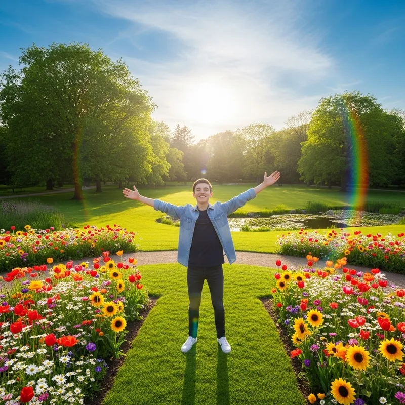 Joyful Teen Escapes Bullying in Lush Park Setting