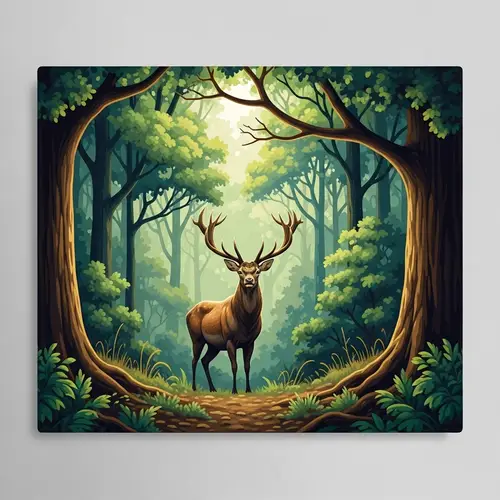 Lush Forest Imagery: Majestic Deer in Natural Setting