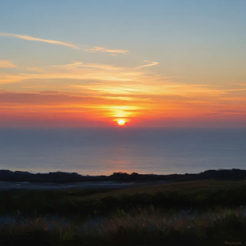 Impressionist Sunset Over Ocean - Serene End of Day