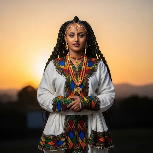 Ethiopian Woman in Traditional Attire | Proud Stance Portrait