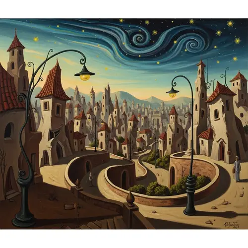 Surrealist Silent City: Dreamlike Urban Landscape