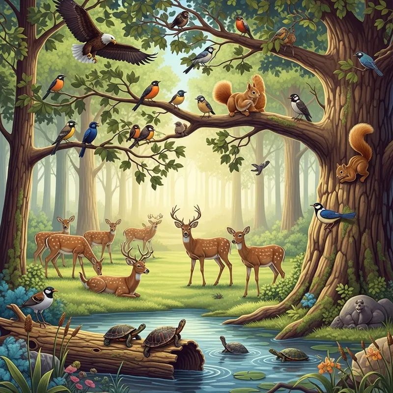 Explore a Vibrant Forest with Diverse Animals
