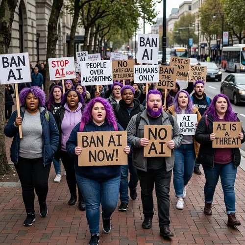 Obese Protesters Against AI: Voices for Change